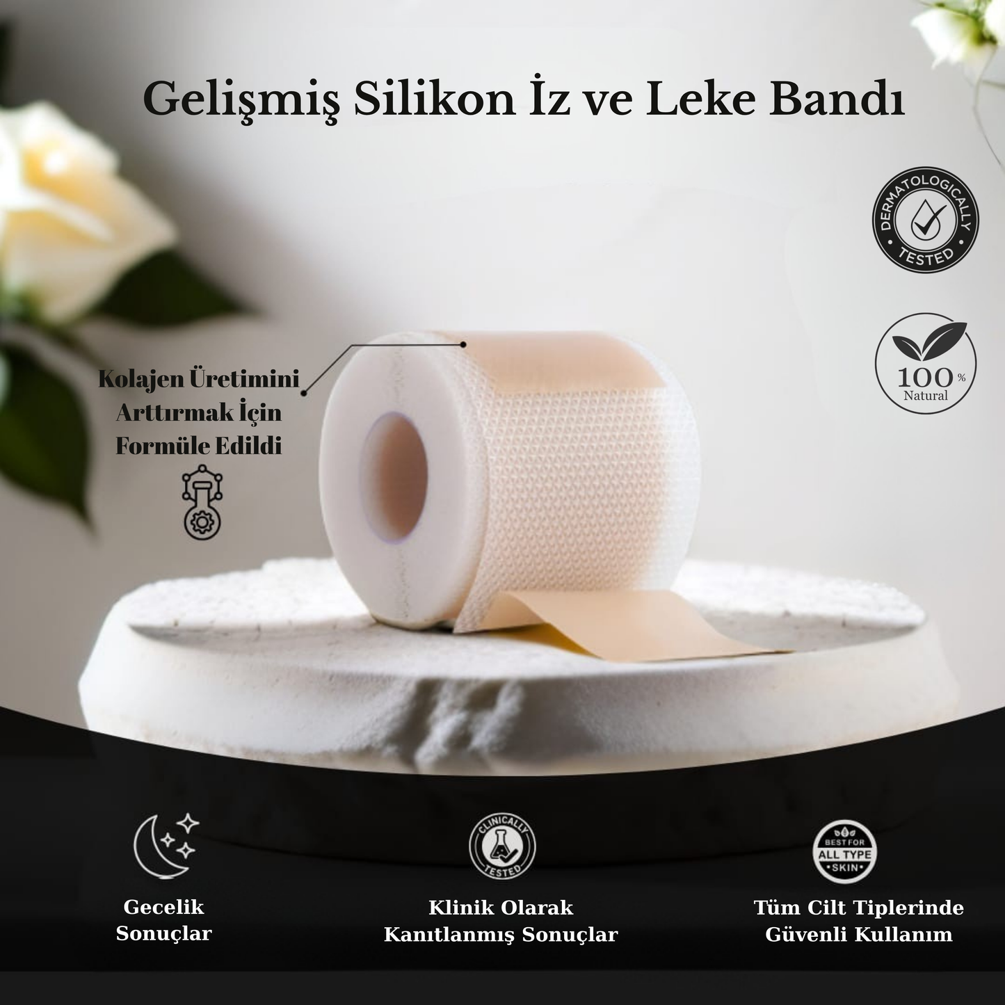 Kolajen Silikon Bant | Yara İzi, Leke ve Kırışıklık Karşıtı Cilt Onarım Bandı